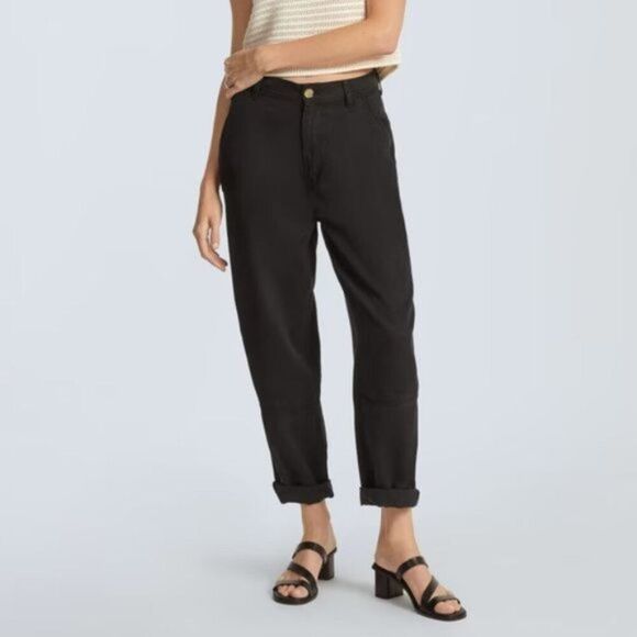 Everlane The Relaxed Slouchy Chino High Waist Pants Black 4 - Picture 1 of 9